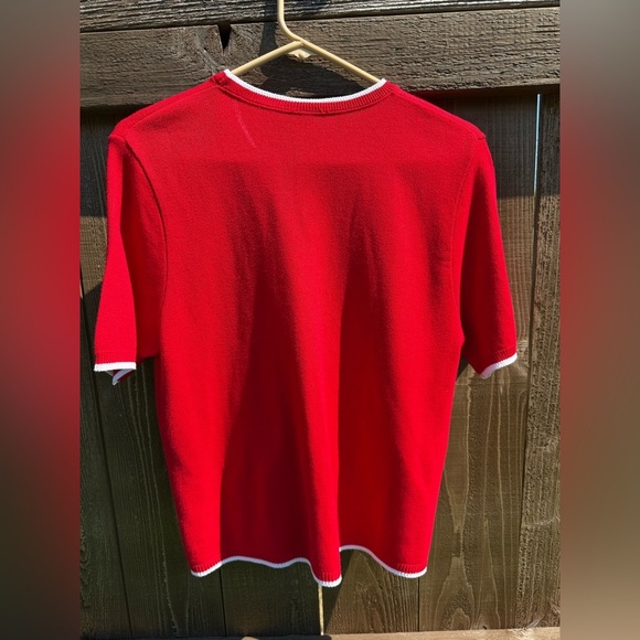 Vintage Cottage Southern Lady Red Sweater with Floral Embroidery - Picture 3 of 3